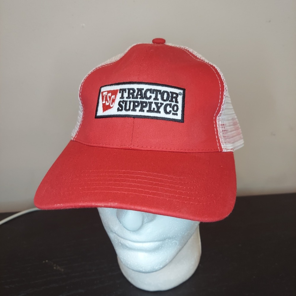 Tractor Supply Co Mens‎ Snapback Trucker Hat Embroidered Dad Cap Farmcore Red